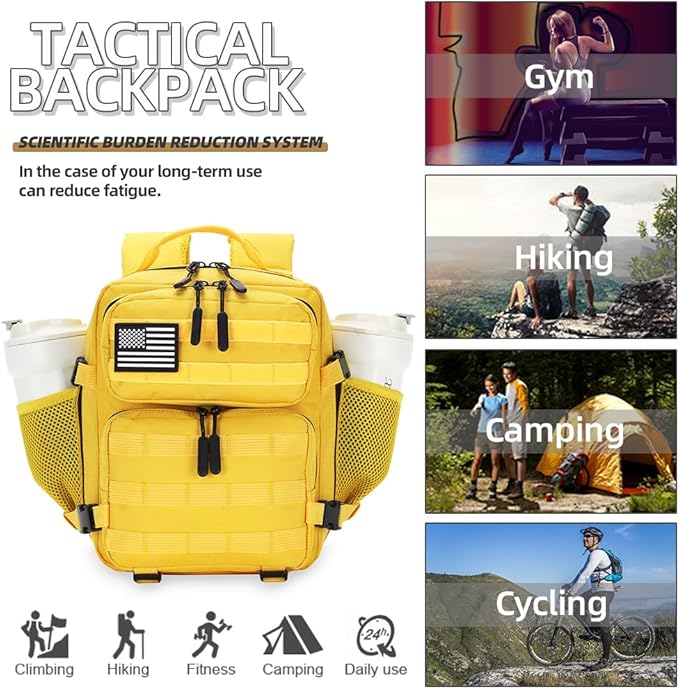 9L Mini Tactical Backpack for Men and Women, Tactical Backpack Small for Hiking, Small Tactical Bag(Yellow)