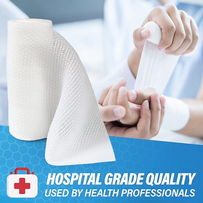 Gauze Rolls –36 Rolls- Premium First Aid Supplies for Safe Adventuring–Flexible, Stretchable, Breathable Gauze Bandage Rolls – 3” x 4.1 Yards Bandage Wrap for Wound Dressing