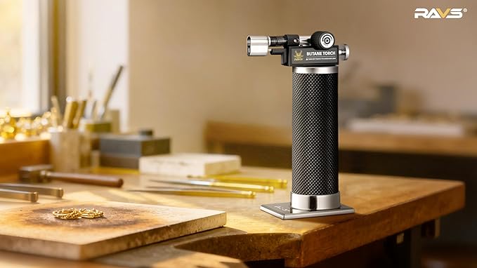 RAVS Butane Torch Lighter, DUAL Flame Mode Kitchen Torch, Refillable Cooking Torch Gun, Creme Brulee Torch Lighter, Blow Torch for Cooking, Welding, Mini Torch Soldering Torch, Butane is Not Included