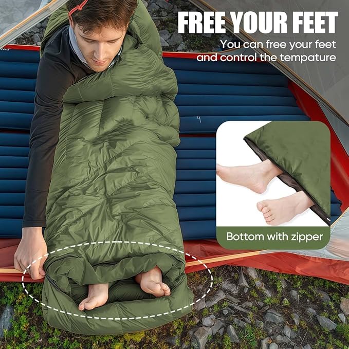 Camping Sleeping Bags for Adults Kids Waterproof Lightweight Sleeping Bag for Cold Weather or Warm Backpacking Hiking Mountaineering Indoor Outdoor Use