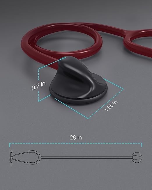 Single Head Stethoscope for Doctors/Nurses/Nursing School Students, Medical and Home Use with Accessories Name Tag, FSA HSA Eligible (Burgundy Tube, with EVA Case)