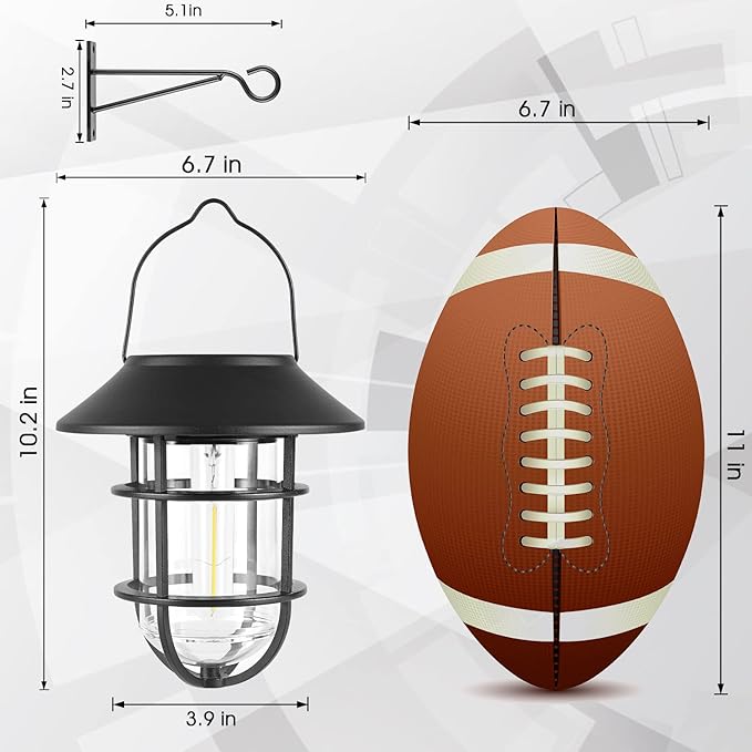 Upgrade Solar Outdoor Lights, Hanging Lantern, Waterproof Solar Lights with Wall Mount Kit for Garden Patio Porch Fence Decor 2 Pack