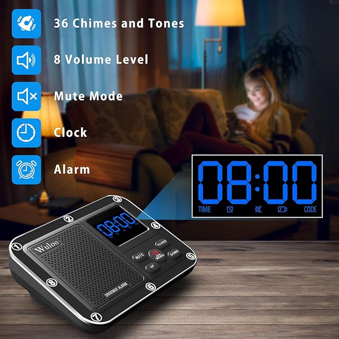 1800 Ft Wireless Outside Driveway Alarm Outdoor Motion Sensor & Detector Driveway Alert System, Rechargeable Battery/Weatherproof/Mute Mode/Clock and Alarm Functional (1&2-Camouflage)