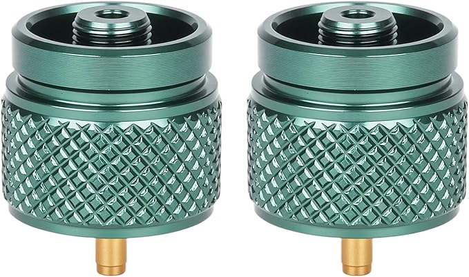 2pcs Camping Stove Adapter Propane to Butane Adapter Gas Converter 16 oz Propane Tank Input EN417 Valve Output Camp Fuel Refill Adapter for Backpacking & Hiking(Ink Green)