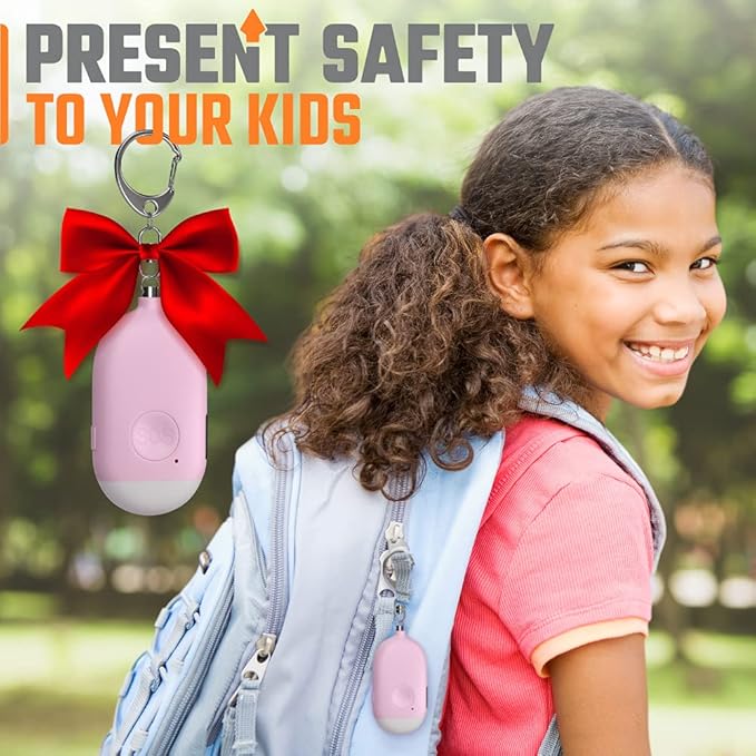 WETEN Rechargeable Self Defense Keychain Alarm – 130 dB Loud Emergency Personal Siren Ring with LED Light – SOS Safety Alert Device Key Chain for Women, Kids, Elderly, and Joggers (Pink)