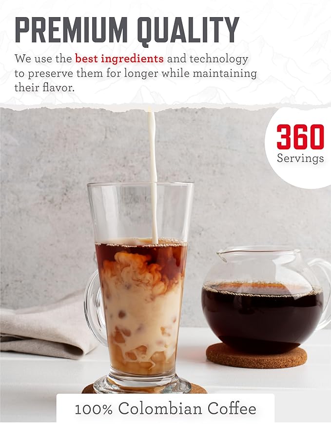 ReadyWise Emergency Food Supply - 360 Servings Freeze Dried Coffee Bucket, Survival Food, Instant Coffee Packets for Backpacking, Camping Essentials & Prepping Supplies, up to 15 Year Shelf Life