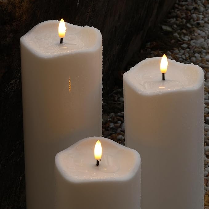 4" x10" Outdoor Flameless Candles with Remote, Large Waterproof Candles Battery Operated, Plastic Flickering LED Candles for Garden Patio Porch Home Party, White 1Pack