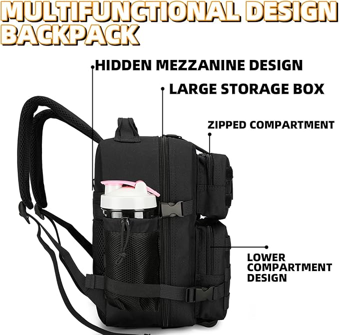 9L Mini Tactical Backpack for Men and Women, Tactical Backpack Small for Hiking, Small Tactical Bag(Black)