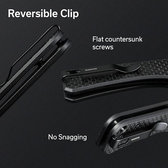 CIVIVI Small Pocket Knife for EDC, Ben Petersen Folding Knife Baby Banter with 2.34" Damascus Blade Carbon Fiber Overlay on G10 Handle, Titanium Thumb Stud Opener C19068S-DS1