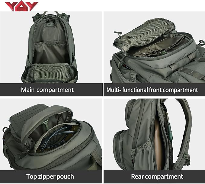 vAv YAKEDA 500D NylonTactical Military Backpack for Men,Fit 12.6-15.6 inches Laptop, Daily Bag for Hiking,hunting,running (Green)
