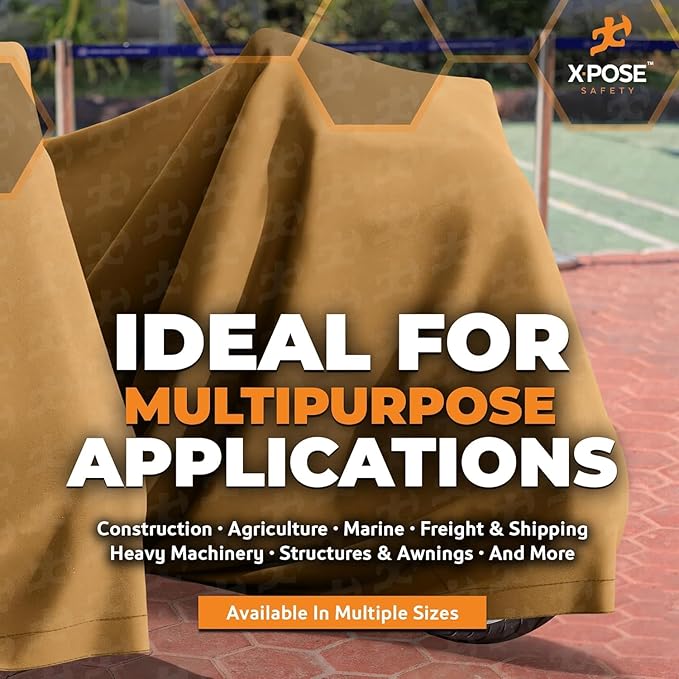 Xpose Safety Canvas Tarp - 10oz Tan Canvas Tarps Heavy Duty Water Resistant with Brass Grommets- Multipurpose Outdoor Tarpaulin for Camping, Canopy, Trailer, Equipment Cover 5' x 7' (2 Pack)
