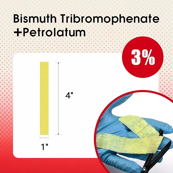 Xeroform Petrolatum Dressing 1"x8", 52 PCS Non-Adherent Gauze for Low Exudating Wounds, Fine Mesh Gauze Pads for Burns, Abrasions, Lacerations, Skin Grafts and Surgical Incisions