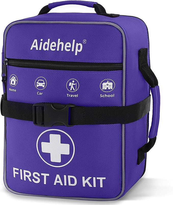 520 Pieces Premium First Aid Kit - Large Emergency Medical Kit for Survival, Car, Home, Travel, Camping, Backpack, Hiking, School (Purple)