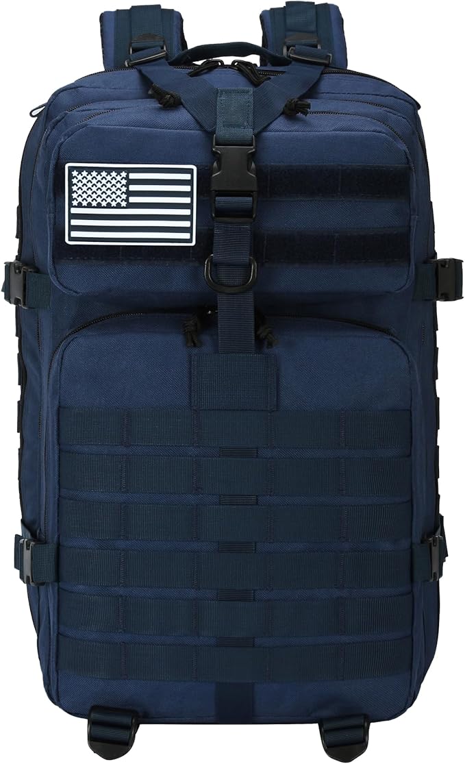45L Military Tactical Backpack for Men & Women Bug Out Bag Assault pack Molle Daypack Hiking Trekking Rucksack(45L blue)
