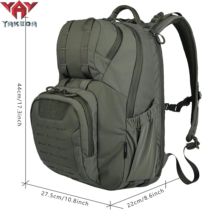 vAv YAKEDA 500D NylonTactical Military Backpack for Men,Fit 12.6-15.6 inches Laptop, Daily Bag for Hiking,hunting,running (Green)