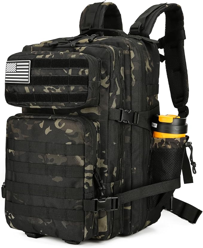 25L Tactical Backpack for Men Women Military Backpack Army Assault Pack Molle Backpack Small Bug Out Bag Travel Rucksack Daypack (Black Camo)