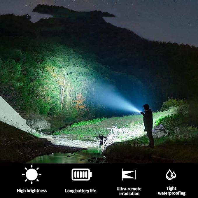 9 Pack Heavy Duty 2-Cell D Battery LED Big Flashlights Bulk, High Lumens, Single Mode, Aluminum, Rugged Metal Flashlight for Outdoors Camping Hinking Emergency