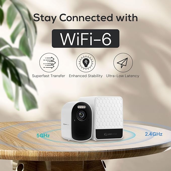 WiFi6 Solar Security Cameras Wireless Outdoor, 2K QHD Home Security System, 4-Cam Kit, 2.4&5GHz WiFi, Color Night Vision, Local Storage, IP66 Weatherproof, Works with Alexa, No Monthly Fees
