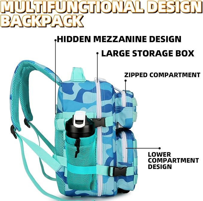 9L Mini Tactical Backpack 9L Assault Pack 9L Tactical Backpack Hiking Fitness Backpack (Blue cp)
