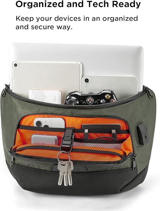 ALPAKA Bravo Sling Max, 8L RFID-Blocking Sling Laptop Bag for Men with Maglockz Buckle, Lockable Zips & External USB Port