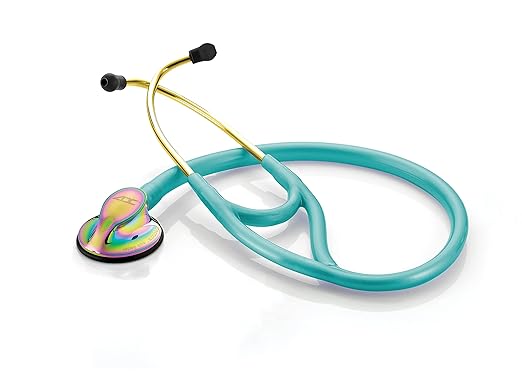 ADC Adscope 600 Platinum Series Cardiology Stethoscope with Tunable AFD Technology, 27" Length, Iridescent Metallic Caribbean