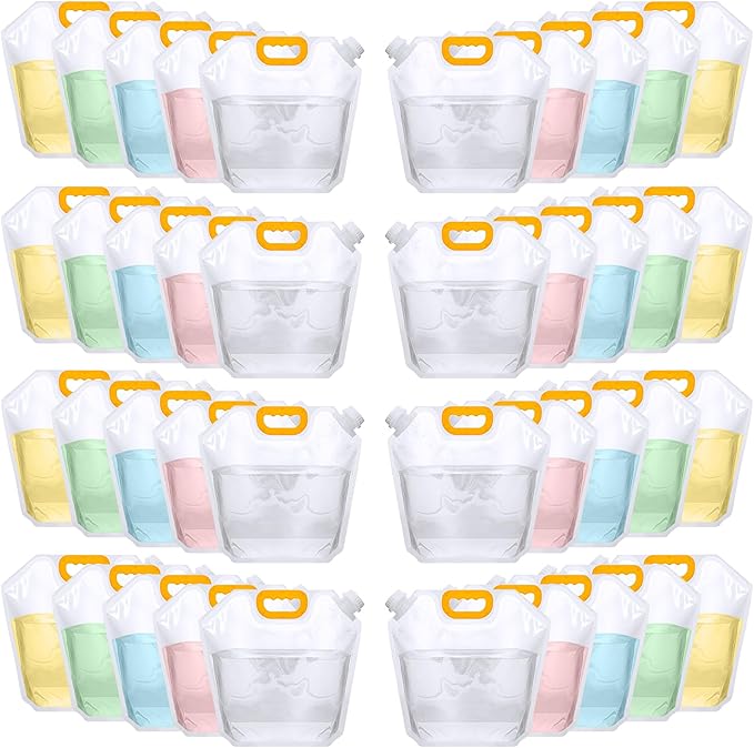 1.3 Gallon Collapsible Water Storage Bag Emergency Jug Container Clear Plastic Water Bladder for Outdoor Sport Camping Hiking No Leak, Freezable, Odorless, Flat Folding (No Scale)