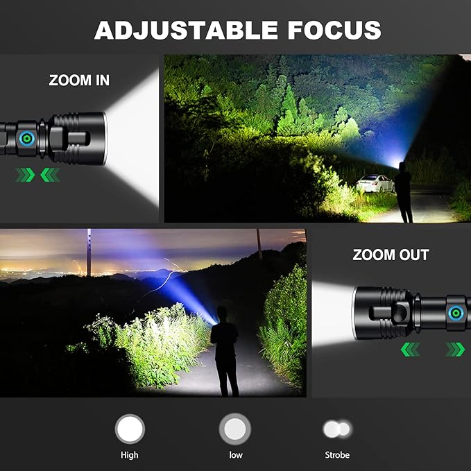 Rechargeable Flashlights 90000 High Lumens - 2 Pack, 12 Hours Powerful LED Flash Light with Multiple Light Modes, Super Bright & IPX5 Waterproof Torch for Camping, Home, Emergencies