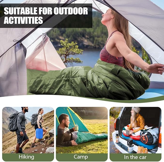 Camping Sleeping Bags for Adults Kids Waterproof Lightweight Sleeping Bag for Cold Weather or Warm Backpacking Hiking Mountaineering Indoor Outdoor Use