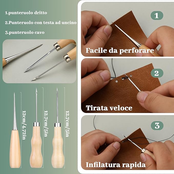 Yizzvb Heavy Duty Sewing Kit, Upholstery Thread Kit with Nylon Thread, Hand Sewing Needles, Sewing Awl, Upholstery Tools and Supplies for Carpets, Canvas, Sofa and Leather, Sewing Kit for Adults