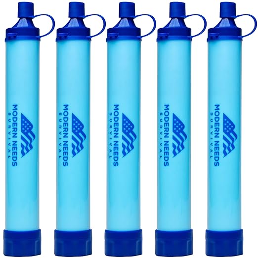 Ready Filter Personal Water Filter Straw | Backpacking Water Filter for Hiking & Camping | Portable Water Purifier Camping | Emergency Survival Gear & Camping Survival Kit | 5 Pack