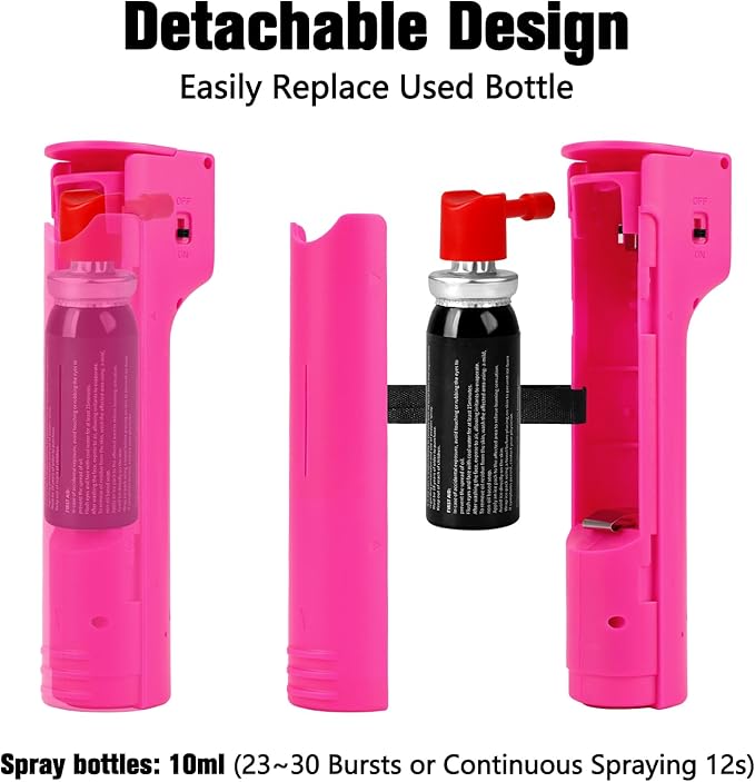 3-in-1 Personal Alarm with Pepper Spray for Women Self Defence, Defense Key Chain for Safety Protection, Gel Refillable, 140dB Siren, Strobe Light, Dorm Room Essentials for College Student Girls