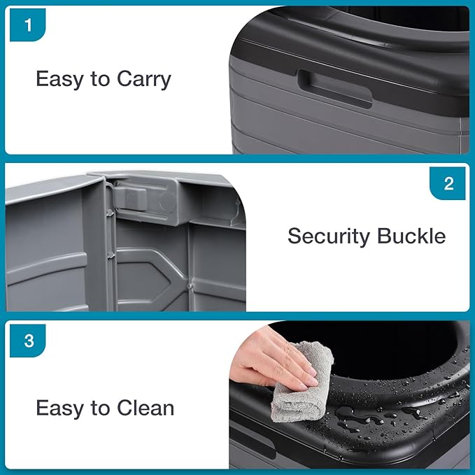 TRIPTIPS Updated Portable Potty for Camping Extra Large Folding Travel Toilet Camping Toilet Portable Toilet for Adults Car Toilet Camp Toilet Outdoor Toilet for Boat/Hiking/Long Trips/Beach