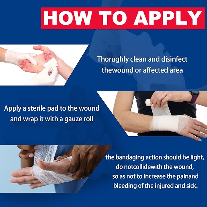 24 Pack Gauze Rolls Bandages 4 ” x 4.1 yd Premium Quality Lint and Latex-Free Conforming Stretch Designed for Wound Care for Wound Dressing Support(Ideal for Home and car First aid Kits)