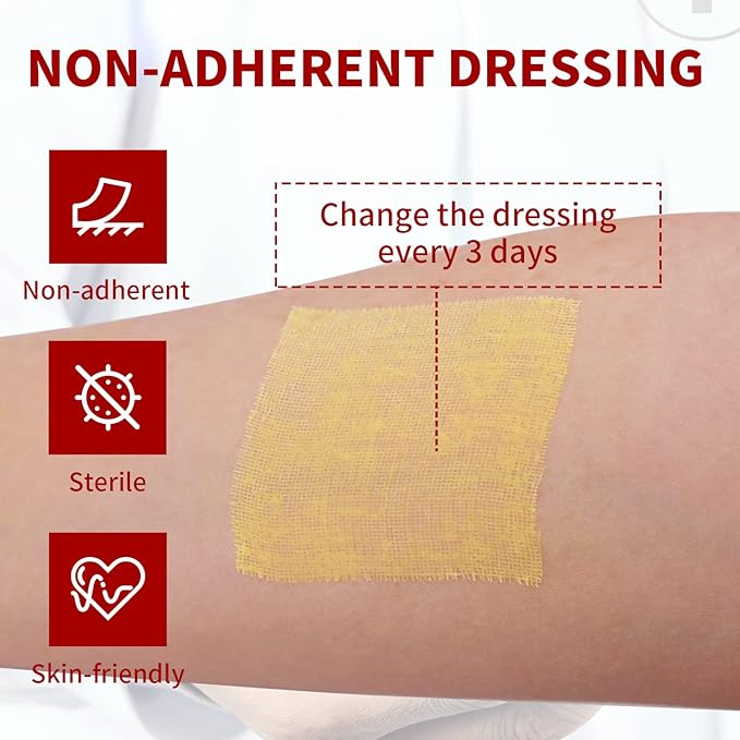 Xeroform Petrolatum Dressing 2"x2", 28 PCS Non-Adherent Gauze for Low Exudating Wounds, Fine Mesh Gauze Pads for Burns, Abrasions, Lacerations, Skin Grafts and Surgical Incisions