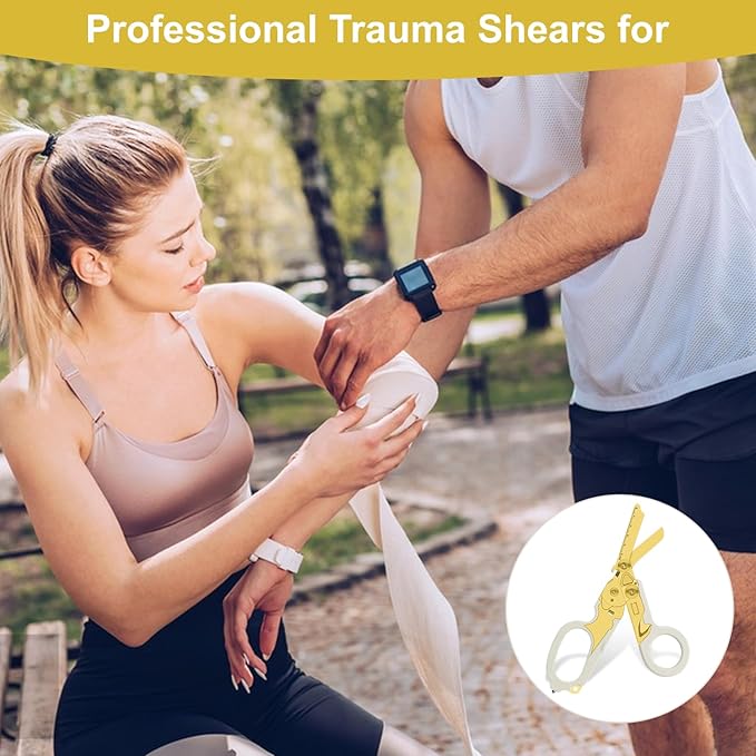 6in1 trauma shears - emergency responders, outdoor emergencies scissor, medical staff, and outdoor camping scissors, ttrauma scissors(Luminous Gold)