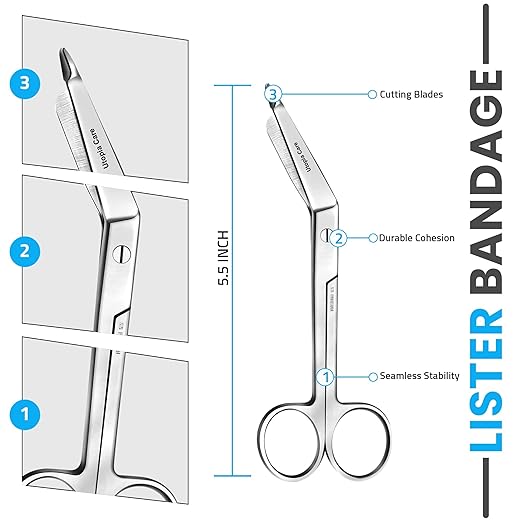 Utopia Care Bandage Scissors, 5.5 Inch Stainless Steel Shears for First Aid and Professional Use – Silver