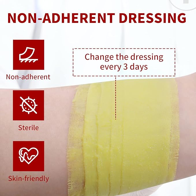 Xeroform Petrolatum Dressing 5"x9", 25 PCS Non-Adherent Gauze for Low Exudating Wounds, Fine Mesh Gauze Pads for Burns, Abrasions, Lacerations, Skin Grafts and Surgical Incisions
