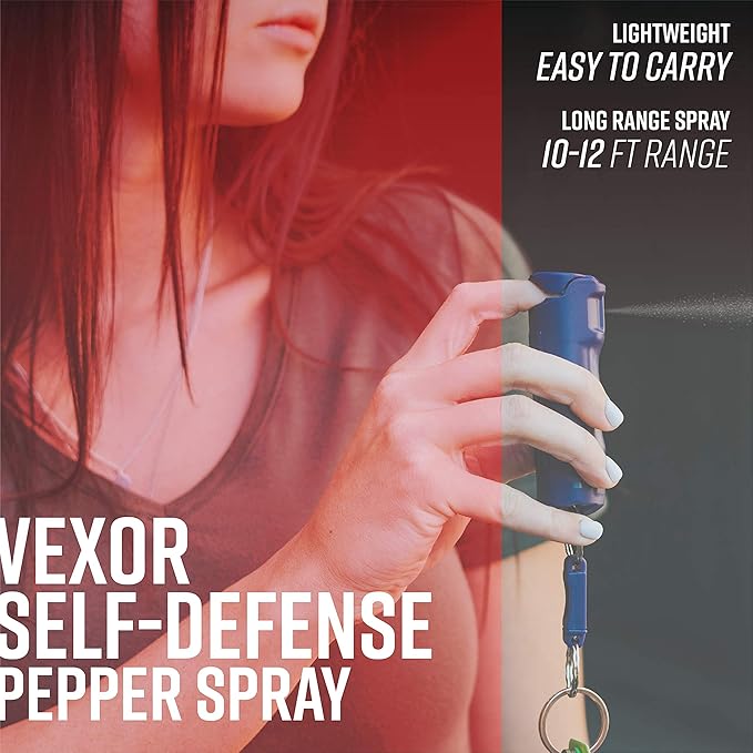 Zarc Vexor Police Strength Pepper Spray, Flip-Top Finger Grip, 20+ Shots, 10-12 Ft. Range - 4 Pack