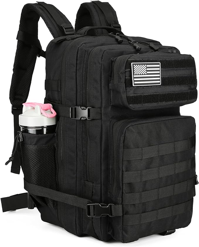 45L Tactical Assault Backpack 3 day assault pack with Molle Waterproof backpack Rucksack for Tactical Backpacks (Black)