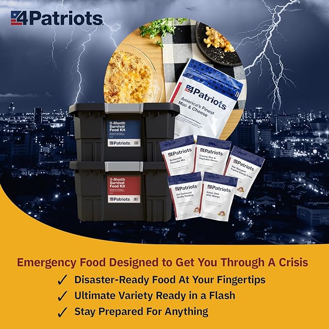 4Patriots 1-Year Survival Food Kit: Emergency Food Supply Designed to Last 25 Years, 2,752 Servings