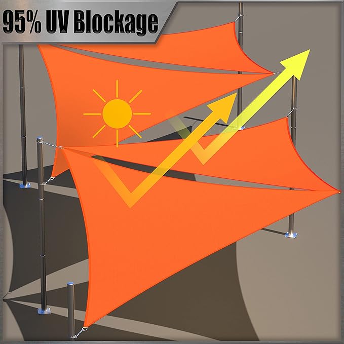 Amgo 10' x 10' Custom Size Orange Rectangle Square Waterproof Sun Shade Sail Order to Make UPF50+ AMWTPR0712 Canopy Awning, 98% UV Blockage Water Resistant, Backyard Patio Garden (We Customize)