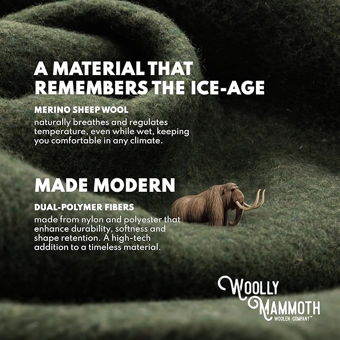 Woolly Mammoth Wool Blanket - Warm Thick 50% Wool Blanket - Machine-Washable Picnic, Travel & Winter Outdoor Throw, 85"x47" Grey