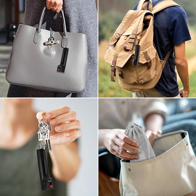 3-in-1 Personal Safety Alarm for Women Self Defence Keychain with Pepper Spray Function, Defense Key Chain, Gel Canister Refillable, Extra Loud Siren, Strobe Lights, Travel Emergency Safe Protection