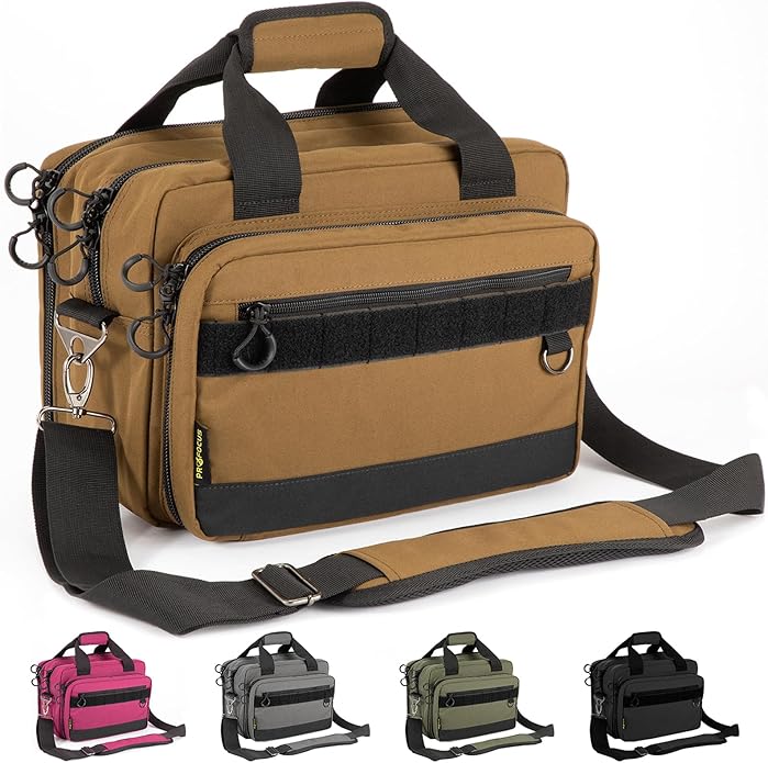 Range Bag Pistol Handgun Bag Gun Carrying Case for Handguns and Ammo with Lockable Zippers