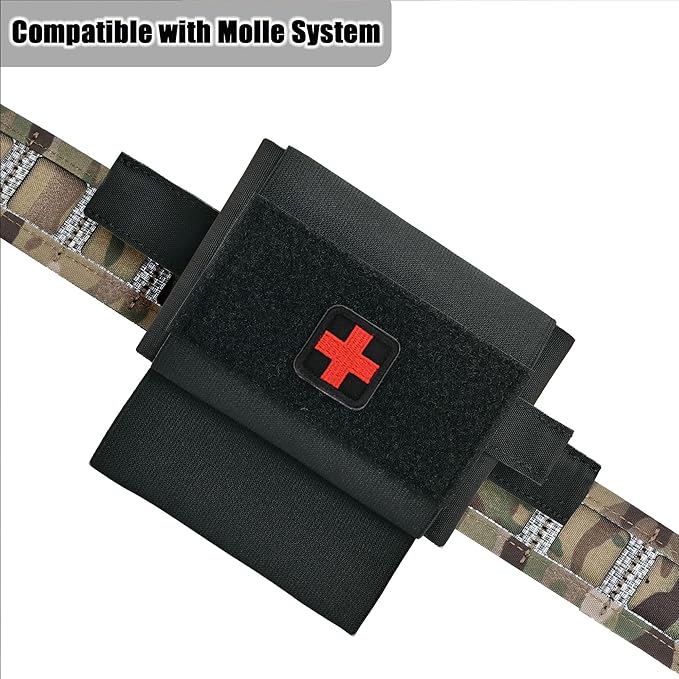 2-in-1 Micro Med Kit Med Pouch Tactical Mini First Aid Pouch Empty Small IFAK Pouch Compact Med Pouch EDC Bag with Tourniquet Holder |MOLLE Belt IFAK Micro Trauma Kit Pouch