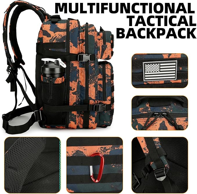 25L Tactical Backpack for Men Women Military Backpack Army Assault Pack Molle Backpack Small Bug Out Bag Travel Rucksack Daypack (Mars Camo)