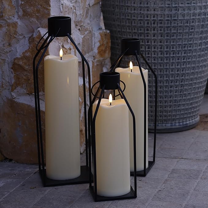 4" x10" Outdoor Flameless Candles Waterproof, Large Battery Operated Candles with Remote, Plastic Flickering LED Candles for Garden Patio Porch Home Party, Ivory 1Pack