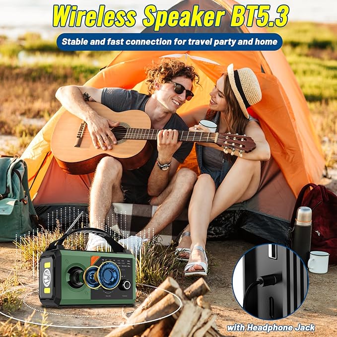 20000mAh Solar Hand Crank Emergency Radio - NOAA Weather Alert AM/FM Radio with Power Bank, 3 Mode Flashlight, Reading Lamp, USB-C & SOS - Essential for Power Outages, Survival Kits, Camping