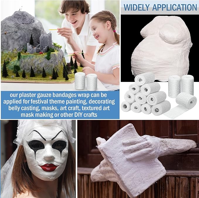 Treela Plaster Cloth Rolls Gauze Bandages Rolls Strips for Belly Casts, Scenery Molds, Mask Making, Art Projects, Body Casts, Craft Supplies(4 Inch x 177 Yard)