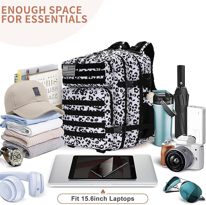 25L Tactical Backpack Small Military Tactical Backpack Molle Bag Heavy Duty Assault Pack for Work Gym Outdoors (Leopard)